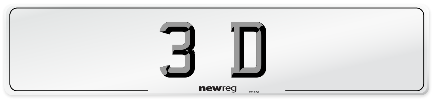 3 D Number Plate from New Reg